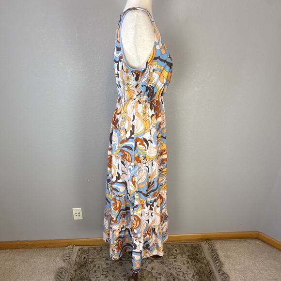 Boston Proper Womens Tiered Sleeveless V-Neck Midi Maxi Dress Size S Paisley - Picture 6 of 8